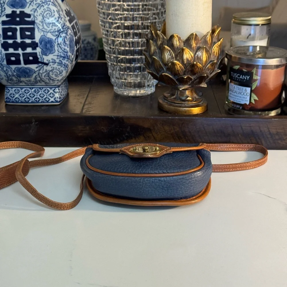Dooney & Bourke Navy and Brown Leather Crossbody Bag